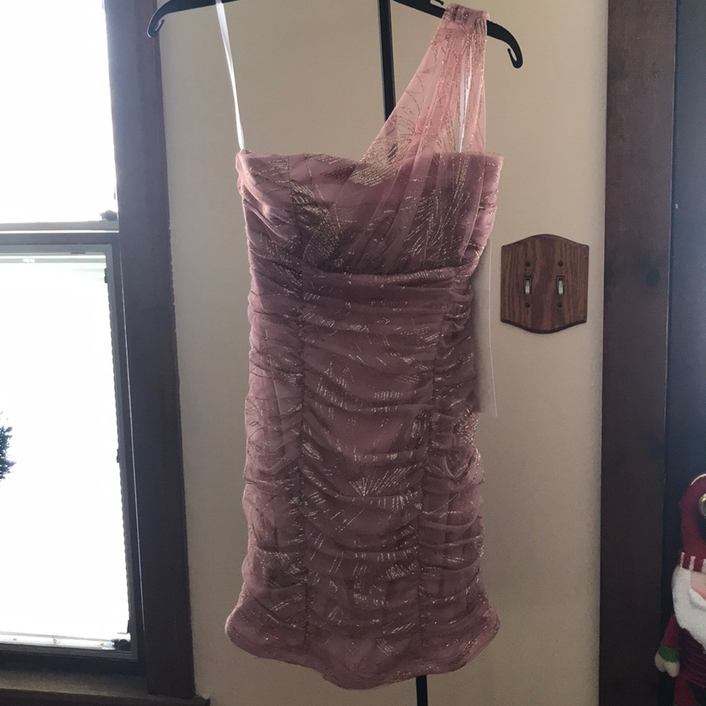 NWT A. Byer 1 shoulder dress sz 11 in blush
